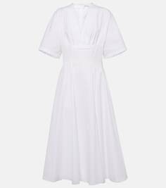 Платье миди из хлопкового поплина Alaïa, белый