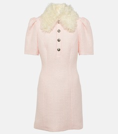 Твидовое мини-платье с пайетками и воротником Alessandra Rich, розовый