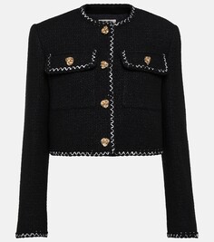 Твидовый пиджак из смесовой шерсти Alexander Mcqueen, черный