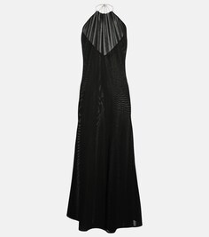 Платье миди из джерси с воротником халтер Alexandre Vauthier, черный