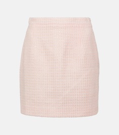 Твидовая мини-юбка букле Alessandra Rich, розовый