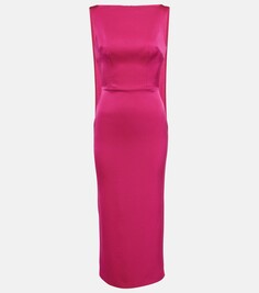 Платье миди из драпированного атласного крепа Alex Perry, розовый