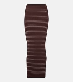 Полосатая юбка макси Alaïa, коричневый