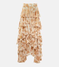 Ярусная юбка макси cordelia с вышивкой Alexandra Miro, мультиколор