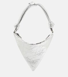 Кожаная сумка через плечо cameron mini Amina Muaddi, серебряный