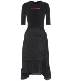 Асимметричное платье миди из джерси Balenciaga, черный