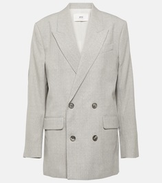 Двубортный шерстяной пиджак Ami Paris, серый