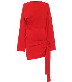 Мини-платье из эластичного хлопка с вкладками Balenciaga, красный