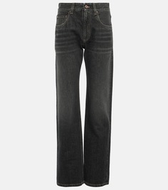 Прямые джинсы со средней посадкой Brunello Cucinelli, черный