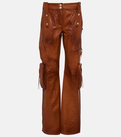 Кожаные брюки-карго Blumarine, коричневый