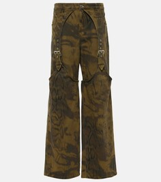 Джинсовые брюки широкого кроя с принтом Blumarine, зеленый
