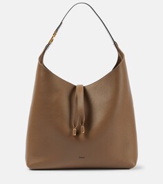 Кожаная большая сумка marcie среднего размера Chloé, коричневый Chloe