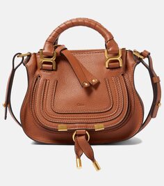 Кожаная сумка через плечо marcie mini Chloé, коричневый Chloe