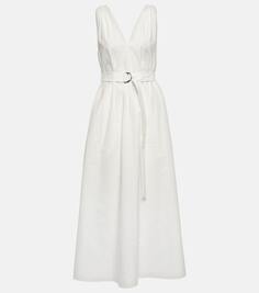 Плиссированное платье миди Brunello Cucinelli, белый