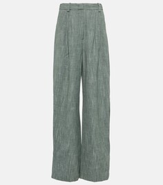 Широкие брюки из смесовой шерсти с высокой посадкой Co, зеленый
