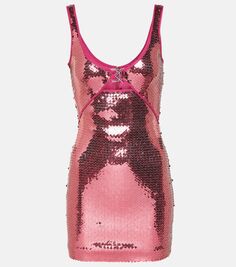 Мини-платье с пайетками David Koma, розовый