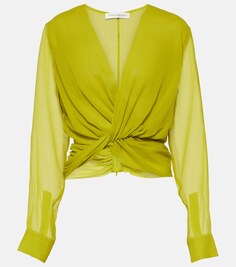 Блузка springs из шелкового жоржета Christopher Esber, зеленый