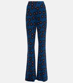 Расклешенные брюки brooklyn с высокой посадкой и цветочным принтом Diane Von Furstenberg, синий