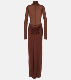 Платье макси fusion со сборками Christopher Esber, коричневый