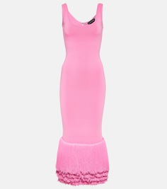 Трикотажное платье миди с бахромой David Koma, розовый