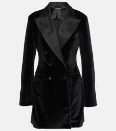 Двубортный бархатный пиджак Dolce&amp;Gabbana, черный