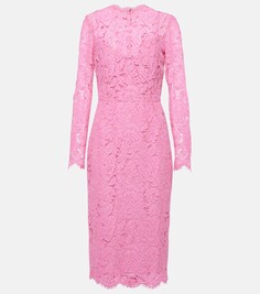 Платье миди из цветочного кружева Dolce&amp;Gabbana, розовый