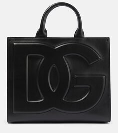 Кожаная сумка-тоут dg daily среднего размера Dolce&amp;Gabbana, черный