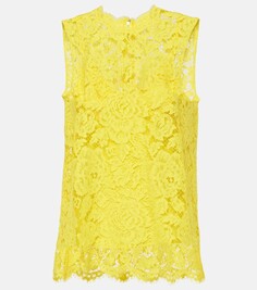 Кружевной топ с цветочным узором Dolce&amp;Gabbana, желтый