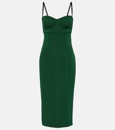 Бюстье-платье миди из смесового шелка с шармезом Dolce&amp;Gabbana, зеленый