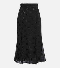 Атласная юбка миди dg devoré Dolce&amp;Gabbana, черный