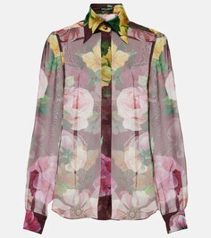 Блузка из шелкового шифона с принтом Dolce&amp;Gabbana, мультиколор