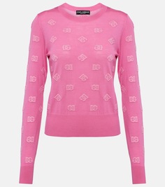 Жаккардовый свитер из шерсти и шелка Dolce&amp;Gabbana, розовый