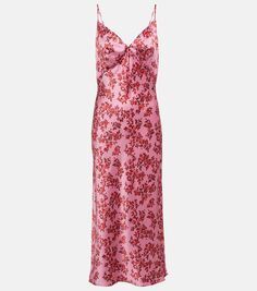 Платье-комбинация trinny из шелкового атласа с цветочным принтом Emilia Wickstead, красный