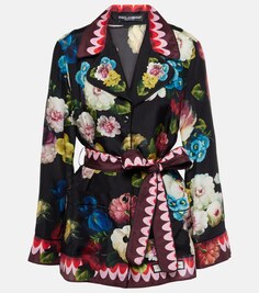 Шелковая рубашка с цветочным принтом Dolce&amp;Gabbana, мультиколор