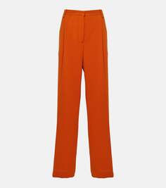 Прямые брюки из крепа с высокой посадкой Dries Van Noten, оранжевый