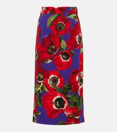 Юбка-карандаш с цветочным принтом Dolce&amp;Gabbana, мультиколор