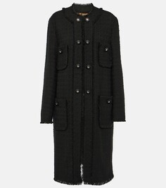 Твидовое пальто с бахромой Dolce&amp;Gabbana, черный