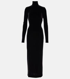 Бархатное платье миди Dolce&amp;Gabbana, черный
