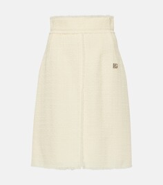 Твидовая юбка миди из смесовой шерсти Dolce&amp;Gabbana, бежевый