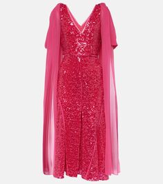 Платье миди с пайетками Erdem, розовый
