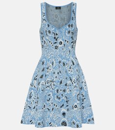 Жаккардовое мини-платье пейсли Etro, синий