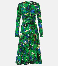 Платье миди со сборками Erdem, зеленый