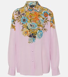 Шелковая рубашка с цветочным принтом Etro, розовый