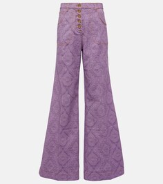 Расклешенные джинсы с принтом Etro, фиолетовый