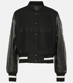 Университетская куртка из смесовой шерсти и кожи Givenchy, черный