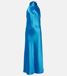 Платье миди siena с воротником халтер Galvan, синий