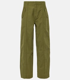 Хлопковые брюки-бочонки с высокой посадкой Frame, зеленый