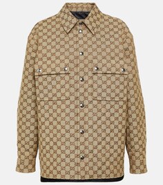 Куртка-рубашка из парусины с узором gg Gucci, черный