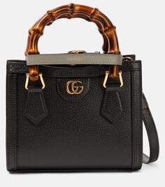Кожаная сумка-тоут diana mini Gucci, черный