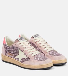 Кроссовки ball star с блестками Golden Goose, розовый